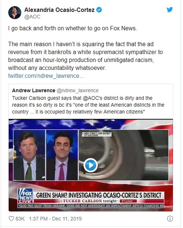 AOC Condemns Trump-Friendly Fox News Host AOC Condemns Trump-Friendly Fox News Host
