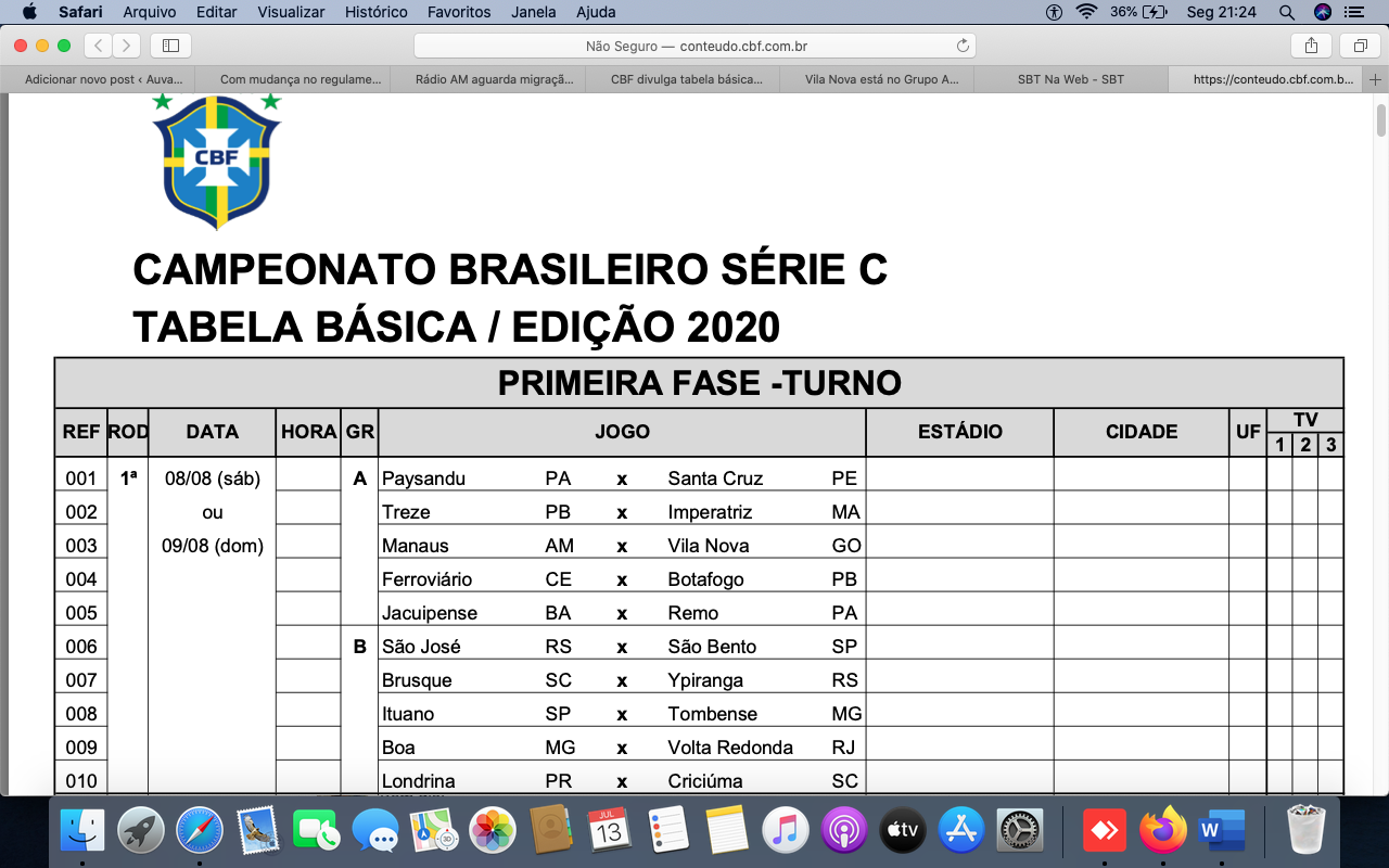 CBF Anuncia A Tabela Oficial Do Campeonato Brasileiro Série A CBF Anuncia A Tabela Oficial Do Campeonato Brasileiro Série A
