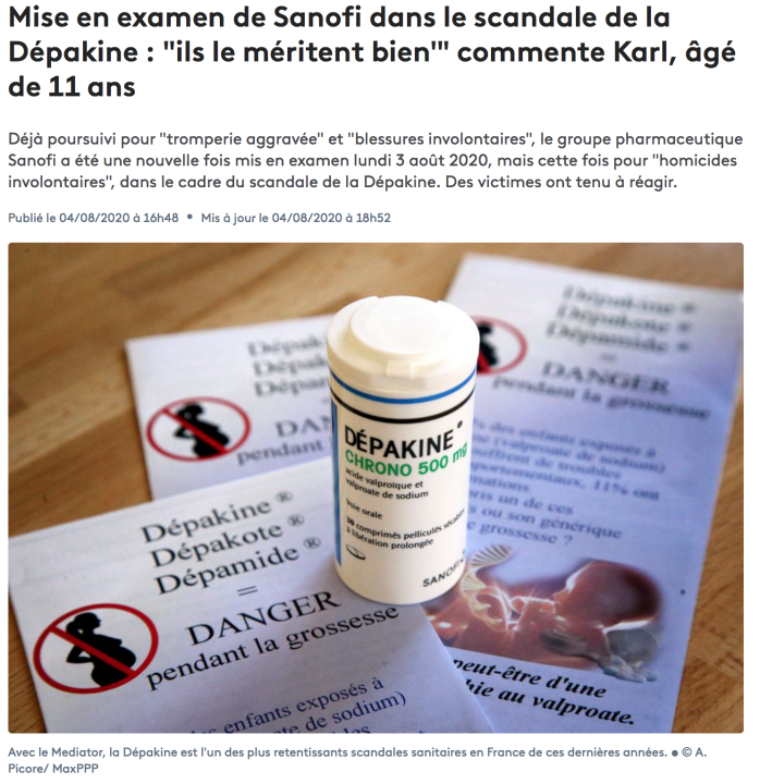 Dépakine : Sanofi Impliqué Dans Une Enquête Pour Pollution Industrielle Dépakine : Sanofi Impliqué Dans Une Enquête Pour Pollution Industrielle