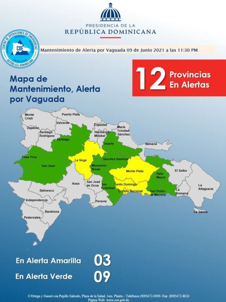 El COE Declara Alerta Amarilla A 9 Provincias Y Verde A 5 El COE Declara Alerta Amarilla A 9 Provincias Y Verde A 5