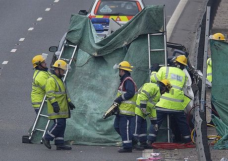 Emergency Services Respond To M56 Car Overturn, Casualty On Motorway Emergency Services Respond To M56 Car Overturn, Casualty On Motorway
