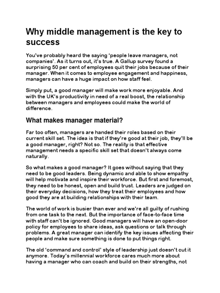 How Effective Middle Management Drives Company Performance And Employee Satisfaction How Effective Middle Management Drives Company Performance And Employee Satisfaction