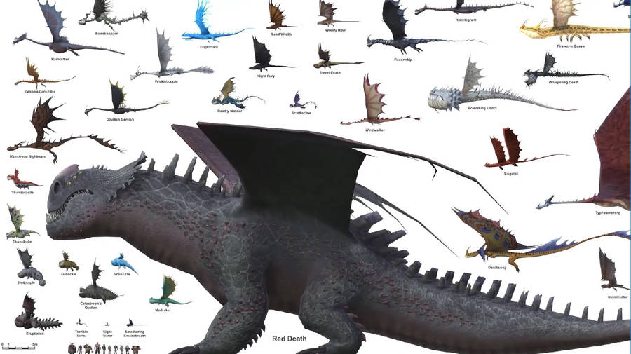 How To Train Your Dragon: Toothless Vs. Red Death Size Comparison Poster How To Train Your Dragon: Toothless Vs. Red Death Size Comparison Poster