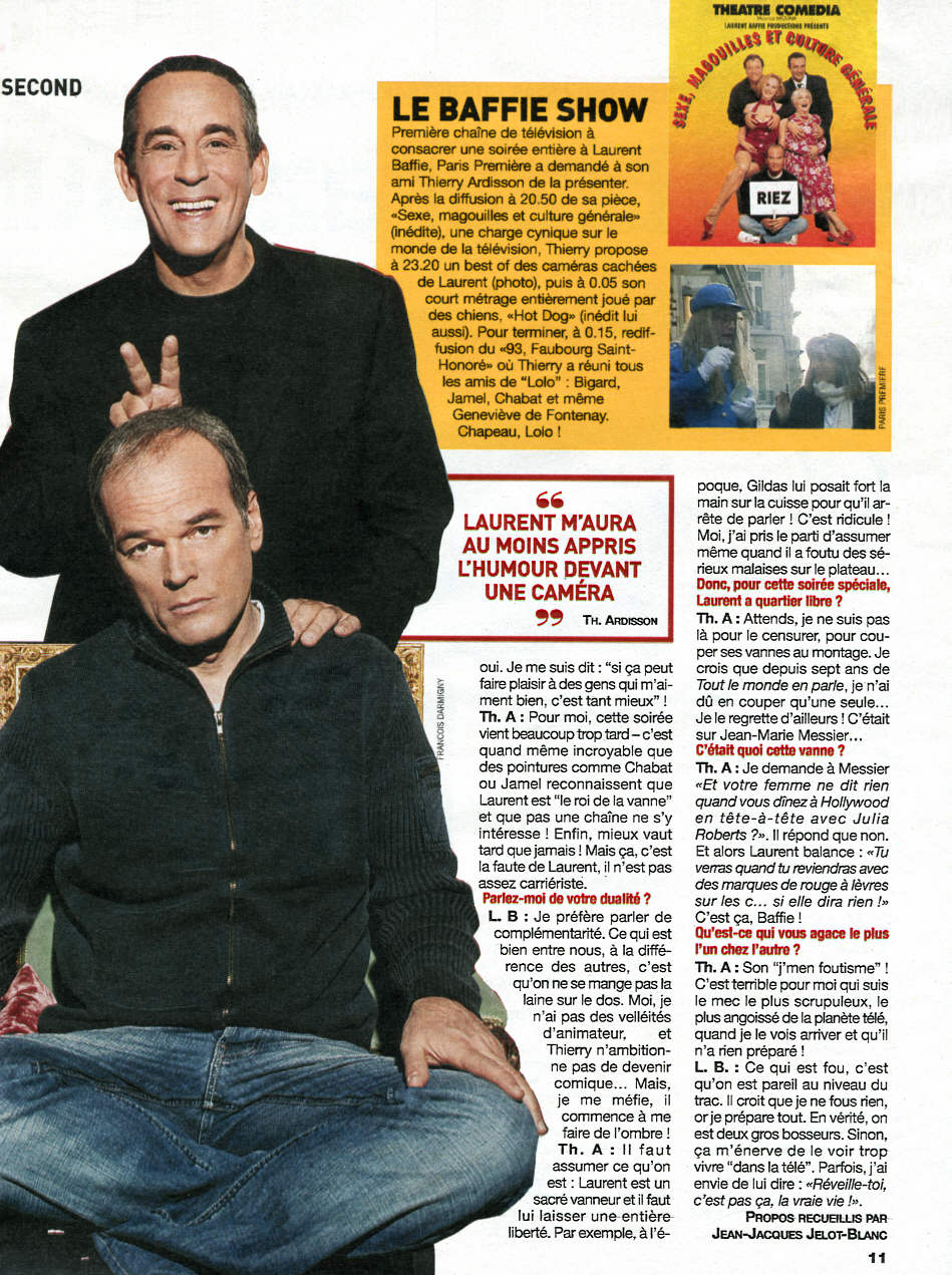 Laurent Baffie : Thierry Ardisson Défend Ses Blagues Controversées Laurent Baffie : Thierry Ardisson Défend Ses Blagues Controversées