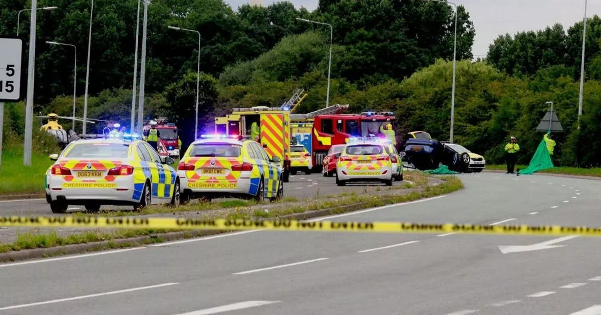 M56 Motorway Crash: Car Overturns, Paramedics Treat Casualty M56 Motorway Crash: Car Overturns, Paramedics Treat Casualty