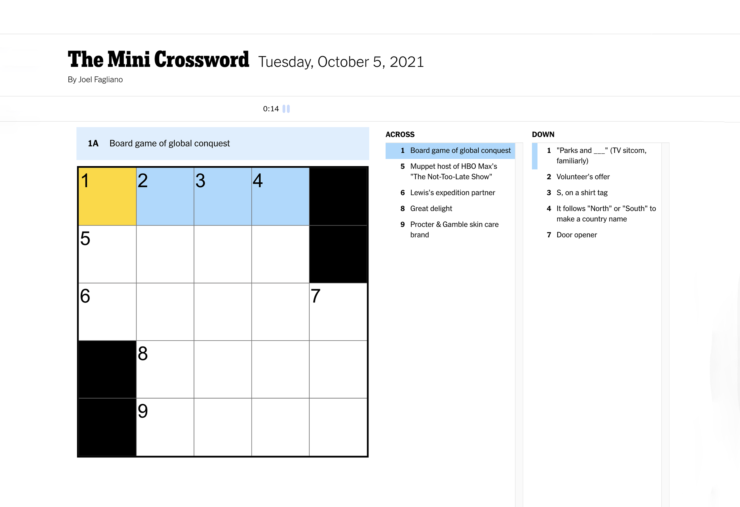 NYT Mini Crossword Answers - Saturday, May 3rd NYT Mini Crossword Answers - Saturday, May 3rd