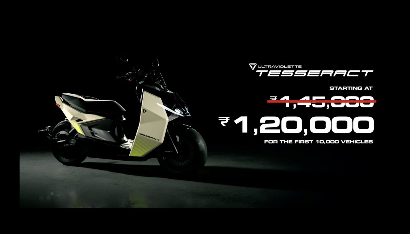 ₹1.2 Lakh Ultraviolette Tesseract: 20.1 BHP Electric Scooter With 261km Range ₹1.2 Lakh Ultraviolette Tesseract: 20.1 BHP Electric Scooter With 261km Range