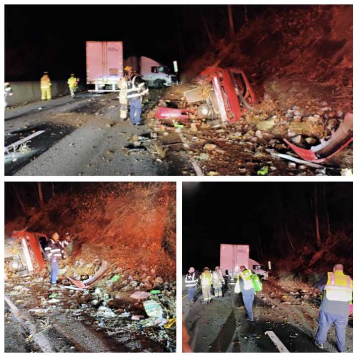 Tractor-Trailer Carrying Produce Overturns On I-83 Tractor-Trailer Carrying Produce Overturns On I-83